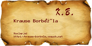 Krause Borbála névjegykártya